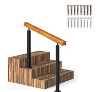 Outdoor Wooden Stair Railing with Metal BaseFloor Mounted Safety Rail for Concrete & Wood Stairs Durable Transitional Handrail for Enhanced Stability & Security