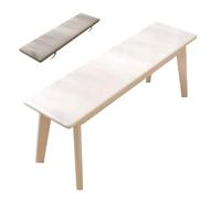 Outdoor Wooden Upholstered Bench, 55in Garden Patio Seat with Padded Cushion, Heavy-Duty Solid Wood Legs, 660lb Capacity, Stylish White Design for Yard & Park