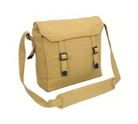 Outdoor World Canvas Haversack Bag - Vintage Military-Style Cotton Canvas Satchel - Compact Work, School, Student, Lunch & Outdoor Shoulder Messenger Crossbody Bag with Adjustable Strap (Beige)