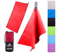 Outdoor World Microfibre Towel - Quick-Dry, Lightweight & Ultra Absorbent for Camping, Travel, Hiking, Beach, Swimming, Gym, Yoga & Sports - Compact, Soft & Portable 100 x 50cm (Red, Small)