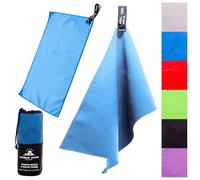 Outdoor World Microfibre Towel - Quick-Dry, Lightweight & Ultra Absorbent for Camping, Travel, Hiking, Beach, Swimming, Gym, Yoga & Sports - Compact, Soft & Portable 140 x 70cm (Ocean Blue, Medium)