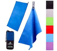 Outdoor World Microfibre Towel - Quick-Dry, Lightweight & Ultra Absorbent for Camping, Travel, Hiking, Beach, Swimming, Gym, Yoga & Sports - Compact, Soft & Portable 100 x 50cm (Dark Blue, Small)