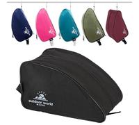 Outdoor World Premium Boot Bag - Water-Resistant 600D Polyester Shoe & Boot Storage for Hiking, Walking, Football, Rugby, Golf & Gym - Fits Up to UK Size 13 - Wide Zip Opening & Carry Handle (Black)