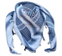 Outdoor World Shemagh Scarf Army Arab PLO Military Forces SAS Biker Neck Warmer Keffiyeh Head Neck Scarf Middle-East Desert Turban Arab-Wrap with Tassel 110cm x 110cm (Navy & White)
