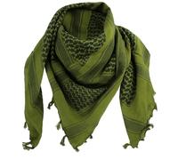 Outdoor World Shemagh Unisex Scarf - Keffiyeh Arab PLO Military Army SAS Desert Head Neck Wrap - Breathable 100% Cotton Tactical Scarf for Men Women - 110cm x 110cm with Tassels (Olive)