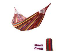 Outdoor Woven Cotton Hammock, 2 Person Camping Hammock Portable Lightweight with Carrying Bag, Ideal for Patio, Balcony, Patio Garden, Camping (L（250 * 100cm）, Red)