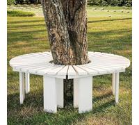 Outdoor Wrap Around Tree Bench, Backless Slatted Patio Seating for Garden, Lawn, Backyard & Porch, Half Round Design