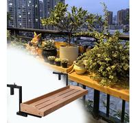 Outdoor Wrought Iron Balcony Railing Table Non Folding Patio Side Table for Planters & Serving Ideal Deck Accessory 60 90 120cm Length Opts
