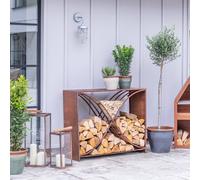 Outdoor X shape Rust Log Storage H88cm D100cm Ivyline Brown One Size