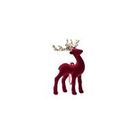 Outdoor Xmas Decorations Merry Christmas Velvet Reindeer Ornaments | Glittery Wine Red Flocked Deer Hangers | Festive Tree Decorations & Hanging Accessories | Ideal (D, one size)