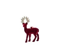 Outdoor Xmas Decorations Merry Christmas Velvet Reindeer Ornaments | Glittery Wine Red Flocked Deer Hangers | Festive Tree Decorations & Hanging Accessories | Ideal (B, one size)