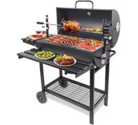 Outdoor Xxl Charcoal Bbq Grill Smoker With Wheels Large Garden Barbecue With Side Tables, Thermometer & Adjustable Charcoal Pan