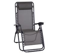 Outdoor Zero Gravity Chair w/ Head Pillow for Patio Decking Gardens Camping Grey