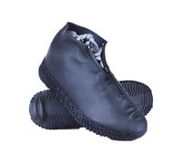 Outdoor Zipper Shoes Cover for Adults with Large Capacity Silicone Protective Rain Boot Sock All-Season Footwear for Everyday Casual Wet Weather 2PCS (Black, L)