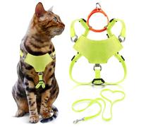 OutdoorBengal Always On™ Lightweight Cat Harness and Leash Escape Proof Set - Vest for All-Day Kitten Adventures - Adult Cats - Cat Leash and Harness Escape Proof + Leash (Yellow Reflective, M/L)