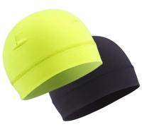 OutdoorEssentials Skull Cap - Thin Lightweight Beanie Hat Men and Women - Helmet Liner Caps Head Liners - Warm Womens Mens Hats - Winter Running Beanies - Black & Yellow - 2 Pack