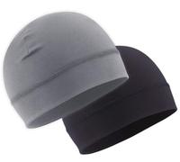 OutdoorEssentials Skull Cap - Thin Lightweight Beanie Hat Men and Women - Helmet Liner Caps Liners - Warm Womens and Mens Hats - Winter Running Beanies - Black & Grey - 2 Pack