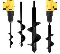 OutdoorGems Auger Post Hole Digger Drill Bit Set - 2 Pack of Spiral Bits 4x22cm & 8x30cm for Garden Planting, Fence Posts, Bulbs, Seeds & Compost - Fits Most Drills, Durable Rust-Resistant Steel