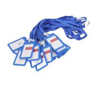 outdoorm 20Pcs ID Card Holder Lanyard Set Double Sided Plastic Student Employee Name Badge Blue