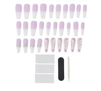 outdoorm 30pcs Long Press On Nails Glossy False Nails Reusable Ballerina Long Full Cover for Women Girls (0070-4D-21)