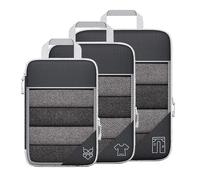 outdoorm 3PCS Compression Packing Cube Kit Mesh Design Visible Portable for Travel Daily Use (Black)