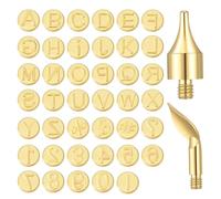 outdoorm 43pcs Wood Burning Tip Letter Wood Burning Tip Set Including Alphabet Number Symbol for Wood Burner Craft DIY Embossing Carving