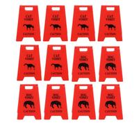outdoorm Cat Vomit Caution Sign Plastic Innovative Design Obvious Dogs Vomits Warning Sign for Indoor (Red)