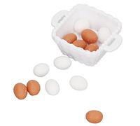 outdoorm Dollhouse Egg Model 1:12 Scale Plastic Doll House Food Egg Model with Basket for Kids Children