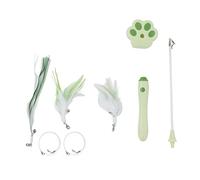 outdoorm Funny Cat Stick Retractable Interactive 3 Modes LED Red Light Funny Cat Stick for Pet Cats (Green)