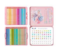outdoorm H&B 50 Macaron Colored Pencils Pre-Sharpened Color Sketch Pencils Art Supplies Bold 3.3mm with A Iron Storage Case for Students Beginners Adults Artists Drawing