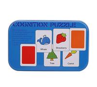 outdoorm Kid Learning Cognitive Parent Child Interaction Early Educational Card with Storage Box (Blue 30 Tablets Shape Awareness)