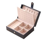 outdoorm Multi-Functional Jewelry Box Portable PU Leather Casket Large Capacity Jewelry Organizer Storage Case for Rings Earrings Hand Chain (Navy Blue)