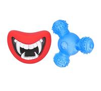 outdoorm Pet Chew Toy Set Interactive Puppy Teething Red Lip Demon Food Leaking Pet Toys (Blue + red lip devil)