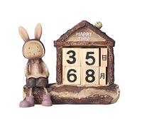 outdoorm Rabbit House Calendar Cute Cartoon Wooden Block Home Decoration Calendar for Desk Office