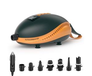 OutdoorMaster 20PSI Electric SUP Pump Paddle Board Pump The Dolphin - Quick Air Inflator & Auto-Off, 12V DC Car Connector for Inflatable Stand Up Paddle Boards, Boats, Water Sports