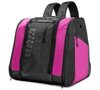 OutdoorMaster 38L Ski Boot Bag, Air Travel Snowboard Boot Backpack with Waterproof Bottom for Ski Helmet, Goggles and Gloves - Fuchsia+Black