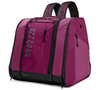 OutdoorMaster 38L Ski Boot Bag, Air Travel Snowboard Boot Backpack with Waterproof Bottom for Ski Helmet, Goggles and Gloves - Rose