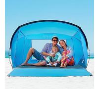 OutdoorMaster Beach Tent for 3-4 Person - Easy Setup and Portable Beach Shade Sun Shelter Canopy with UPF 50+ UV Protection Removable Skylight Family Size-Blue
