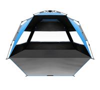 OutdoorMaster Beach Tent with Dark Shelter Technology, Portable Beach Shade Sun Shelter Canopy for 4-6 Person with UPF 50+ UV Protection, Easy Setup Pop Up Tent Family Size - Blue