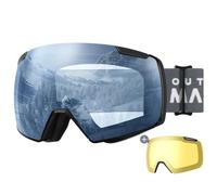 OutdoorMaster Heron Ski Goggles with 2 Lens, Frameless, Magnetic Interchangeable HD Toric Lens, OTG Snowboard Goggles for for Men & Women, 100% UV Protection Snow Goggles