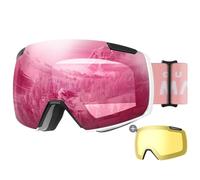 OutdoorMaster Heron Ski Goggles with 2 Lens, Frameless, Magnetic Interchangeable HD Toric Lens, OTG Snowboard Goggles for for Men & Women, 100% UV Protection Snow Goggles