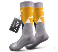 OutdoorMaster Kids Ski Socks - Merino Wool Ski Snowboard Socks, Kids Thermal Socks with OTC Design,Knee High Warm Socks for Outdoor Winter Sports- 2 Pairs