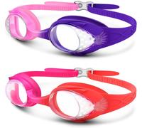 OutdoorMaster Kids Swim Goggles 2 Pack - Quick Adjustable Strap Swimming Goggles for Kids, Pink&Purple+Pink&Red