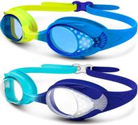 OutdoorMaster Kids Swim Goggles 2 Pack - Quick Adjustable Strap Swimming Goggles for Kids, Yellow&Blue+Blue