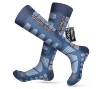 OutdoorMaster Merino Wool Ski Socks, 2-Pack Over The Calf Non-Slip Cuff for Men & Women, Winter Compression Thermal Socks for Skiing, Snowboarding, Outdoor Sports