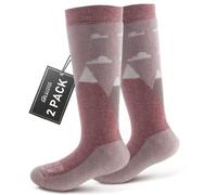 OutdoorMaster Kids Ski Socks - Merino Wool Ski Snowboard Socks, Kids Thermal Socks with OTC Design,Knee High Warm Socks for Outdoor Winter Sports- 2 Pairs