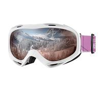 OutdoorMaster OTG Ski Goggles - Over Glasses Ski/Snowboard Goggles for Men, Women & Youth - 100% UV Protection (Rose Red Silver VLT12%)
