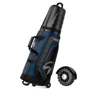 OutdoorMaster Padded Golf Club Travel Bag Half Case with Wheels - Black & Blue
