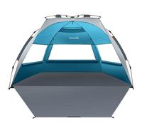 OutdoorMaster Pop Up 3-4 Person Beach Tent X-Large - Easy Setup, Portable Beach Shade Canopy Folding Sun Shelter with UPF 50+ UV Protection Removable Skylight Family Size (Ocracoke Coast)