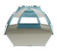 OutdoorMaster Pop Up 3-4 Person Beach Tent X-Large - Easy Setup, Portable Beach Shade Canopy Folding Sun Shelter with UPF 50+ UV Protection Removable Skylight Family Size (Cancun Seashore)